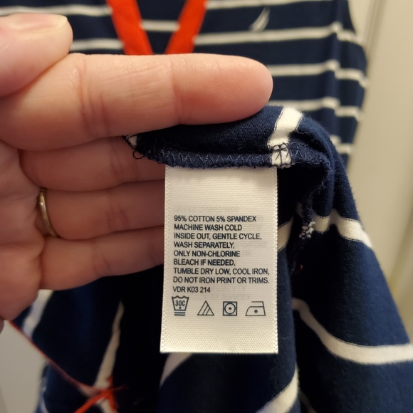 Nautica Women's Breton Stripes Sleeveless V-Neck Stretch Cotton Polo Dress SZ M - Picture 5 of 7